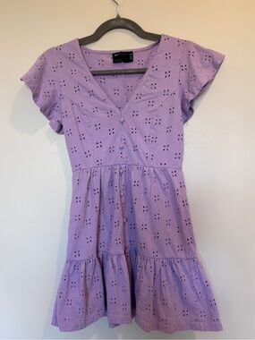 Cisos Design Lavender Mini Eyelet V-Neck Dress